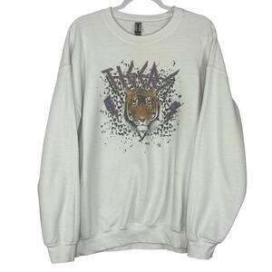 Vintage Y2K 90s LSU Tigers Adult Graphic Sweatshirt Purple Gold XL